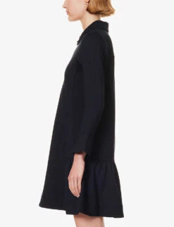 ME AND EM Flounce-sleeve Flared-hem Stretch-woven Mini Dress 7 ME AND EM Flounce-sleeve Flared-hem Stretch-woven Mini Dress -Whistles Shop R04194843 NAVY ALT02