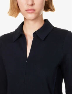 ME AND EM Flounce-sleeve Flared-hem Stretch-woven Mini Dress 9 ME AND EM Flounce-sleeve Flared-hem Stretch-woven Mini Dress -Whistles Shop R04194843 NAVY ALT04