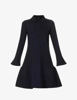 Front Page 67 ME AND EM Flounce-sleeve Flared-hem Stretch-woven Mini Dress