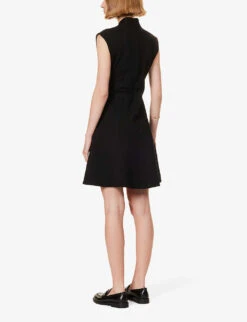 ME AND EM Cap-sleeve Flared-hem Stretch-woven Mini Dress -Whistles Shop R04194844 BLACK ALT03