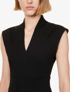 ME AND EM Cap-sleeve Flared-hem Stretch-woven Mini Dress -Whistles Shop R04194844 BLACK ALT04