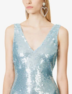 SELF PORTRAIT V-neck Sequin-embellished Woven Maxi Dress 9 SELF PORTRAIT V-neck Sequin-embellished Woven Maxi Dress -Whistles Shop R04198078 BLUE ALT04