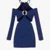 Cut-out Halterneck Stretch-woven Mini Dress