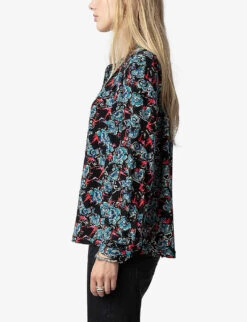 Zadig & Voltaire Tchin Floral-print Silk Shirt 7 Zadig & Voltaire Tchin Floral-print Silk Shirt -Whistles Shop R04198976 NOIR ALT02