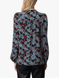 Zadig & Voltaire Tchin Floral-print Silk Shirt 8 Zadig & Voltaire Tchin Floral-print Silk Shirt -Whistles Shop R04198976 NOIR ALT03