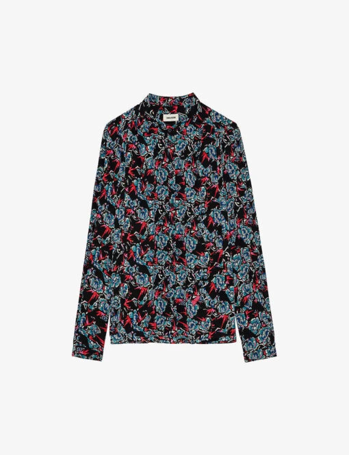 Zadig & Voltaire Tchin Floral-print Silk Shirt 6 Zadig & Voltaire Tchin Floral-print Silk Shirt -Whistles Shop R04198976 NOIR M