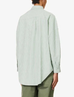 Chiara Dropped-shoulder Relaxed-fit Cotton Shirt 8 Chiara Dropped-shoulder Relaxed-fit Cotton Shirt -Whistles Shop R04200819 FERNWHITE ALT03