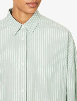 Chiara Dropped-shoulder Relaxed-fit Cotton Shirt 9 Chiara Dropped-shoulder Relaxed-fit Cotton Shirt -Whistles Shop R04200819 FERNWHITE ALT04