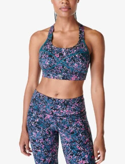 Sweaty Betty Power Medium-impact Stretch-woven Sports Bra -Whistles Shop R04202155 PINKSCATTEREDPETAL ALT02