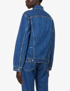 Brand-print Regular-fit Organic Cotton-blend Jacket 8 Brand-print Regular-fit Organic Cotton-blend Jacket -Whistles Shop R04202689 MIDINDIGOWASH ALT03