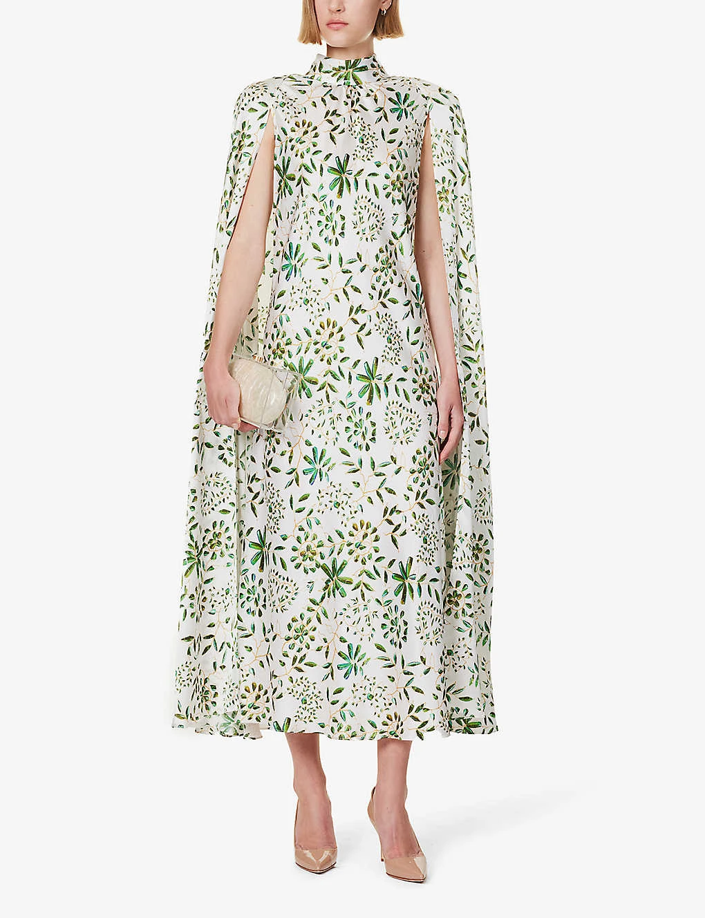 Floral-print High-neck Silk Midi Dress 2 Floral-print High-neck Silk Midi Dress - Image 2