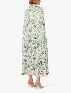 Floral-print High-neck Silk Midi Dress 8 Floral-print High-neck Silk Midi Dress -Whistles Shop R04202942 GREEN ALT03