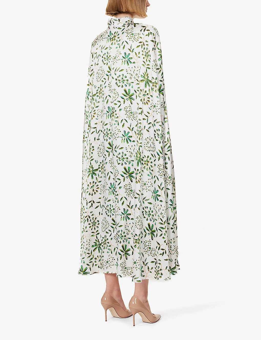 Floral-print High-neck Silk Midi Dress 4 Floral-print High-neck Silk Midi Dress - Image 4
