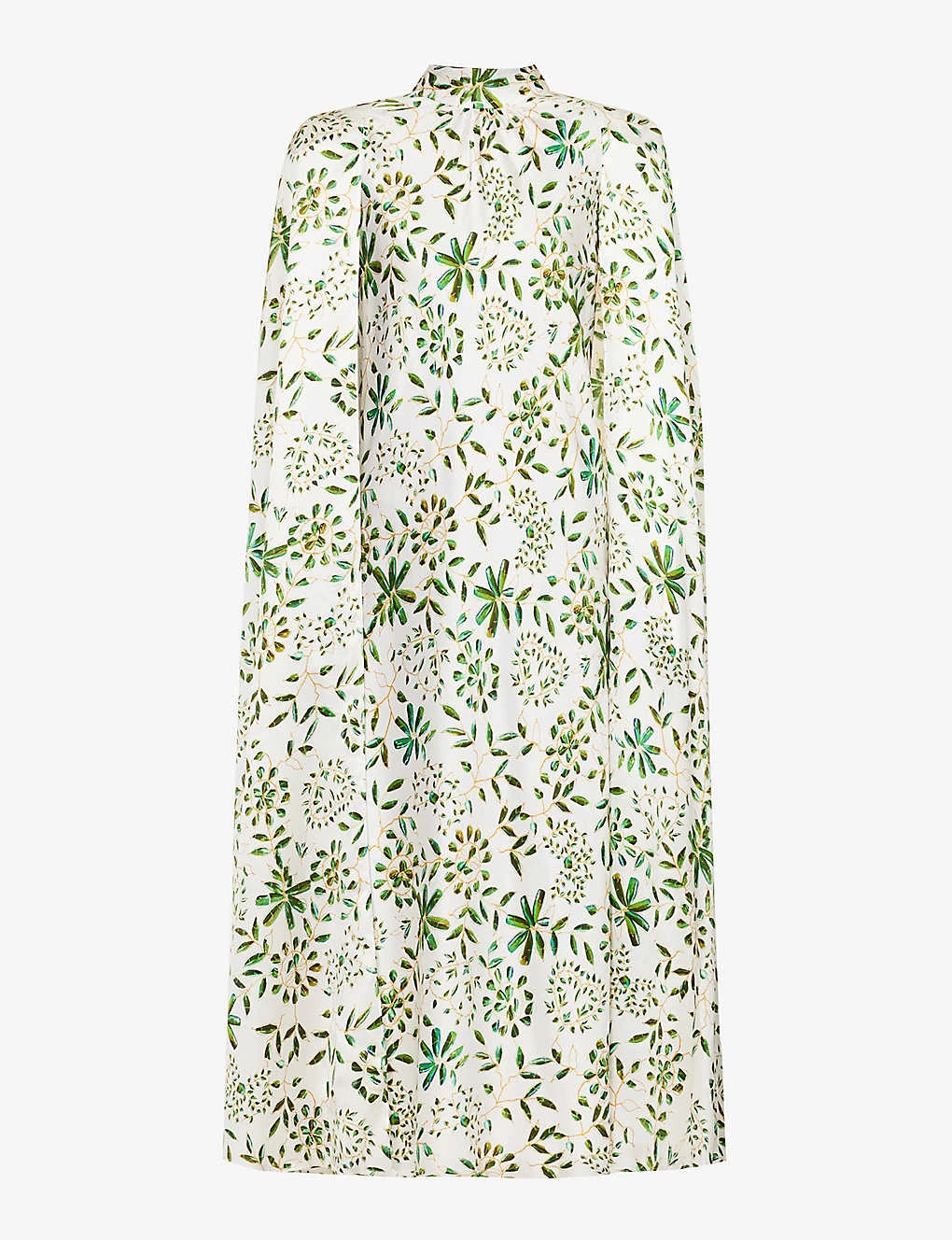 Floral-print High-neck Silk Midi Dress 1 Floral-print High-neck Silk Midi Dress