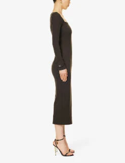 Dolce & Gabbana Square-neck Stretch-woven Midi Dress 7 Dolce & Gabbana Square-neck Stretch-woven Midi Dress -Whistles Shop R04203729 MARRONESCURO4 ALT02