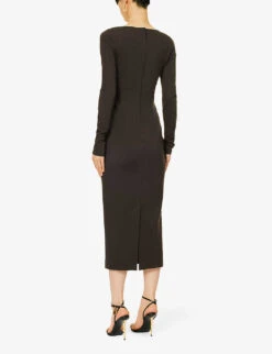 Dolce & Gabbana Square-neck Stretch-woven Midi Dress 8 Dolce & Gabbana Square-neck Stretch-woven Midi Dress -Whistles Shop R04203729 MARRONESCURO4 ALT03