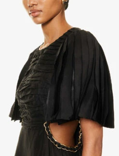 Monica Cut-out Linen-blend Mini Dress -Whistles Shop R04204010 BLACK ALT04