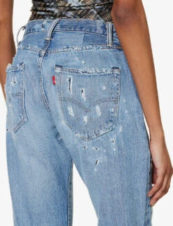Heavy Distressed Straight-leg Mid-rise Jeans -Whistles Shop R04204157 MIDBLUE ALT05