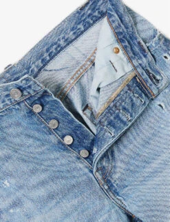 Heavy Distressed Straight-leg Mid-rise Jeans -Whistles Shop R04204157 MIDBLUE ALT06