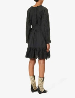 RAILS Saylor Broderie-trim Regular-fit Cotton-blend Mini Dress -Whistles Shop R04204739 BLACKEYELET ALT03