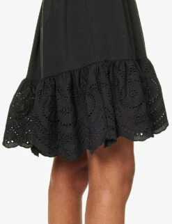 RAILS Saylor Broderie-trim Regular-fit Cotton-blend Mini Dress -Whistles Shop R04204739 BLACKEYELET ALT04