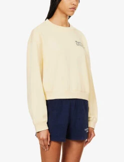 Tennis Graphic-print Cotton-jersey Jumper -Whistles Shop R04205022 ALMOND ALT02