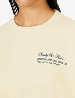 Tennis Graphic-print Cotton-jersey Jumper -Whistles Shop R04205022 ALMOND ALT04