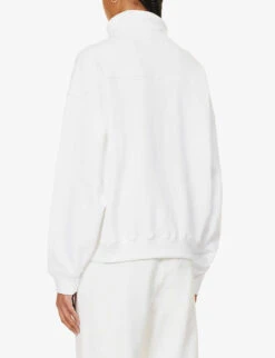 Tennis Club Logo-print Quarter-zip Cotton Sweatshirt -Whistles Shop R04205025 WHITE ALT03