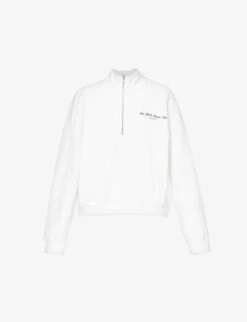 Tennis Club Logo-print Quarter-zip Cotton Sweatshirt