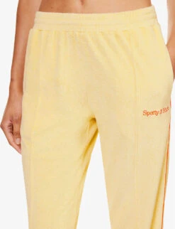 Serif Brand-embroidered High-rise Cotton-towelling Jogging Bottoms -Whistles Shop R04205030 ALMOND ALT04