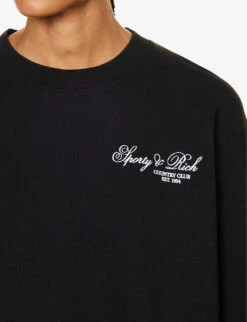 Country Club Brand-print Relaxed-fit Cotton-jersey Sweatshirt 9 Country Club Brand-print Relaxed-fit Cotton-jersey Sweatshirt -Whistles Shop R04205106 BLACKWHITE ALT04